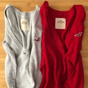Hollister Co Red & Gray V-neck Sweater Bundle